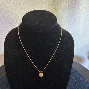 Gold Tone Heart Pendant Necklace